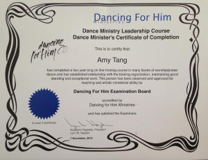 dance ministry certificate